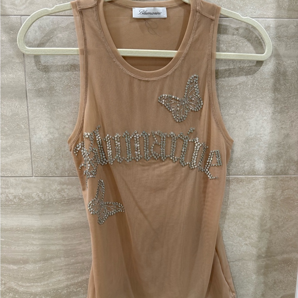 Blumarine Tank Top with Rhinestone Butterflies size Small / IT 40